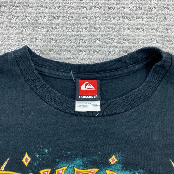 QUIKSILVER Shirt Women Small S Black Cobra Wings Galaxy Graphic T-Shirt Casual - Picture 4 of 12